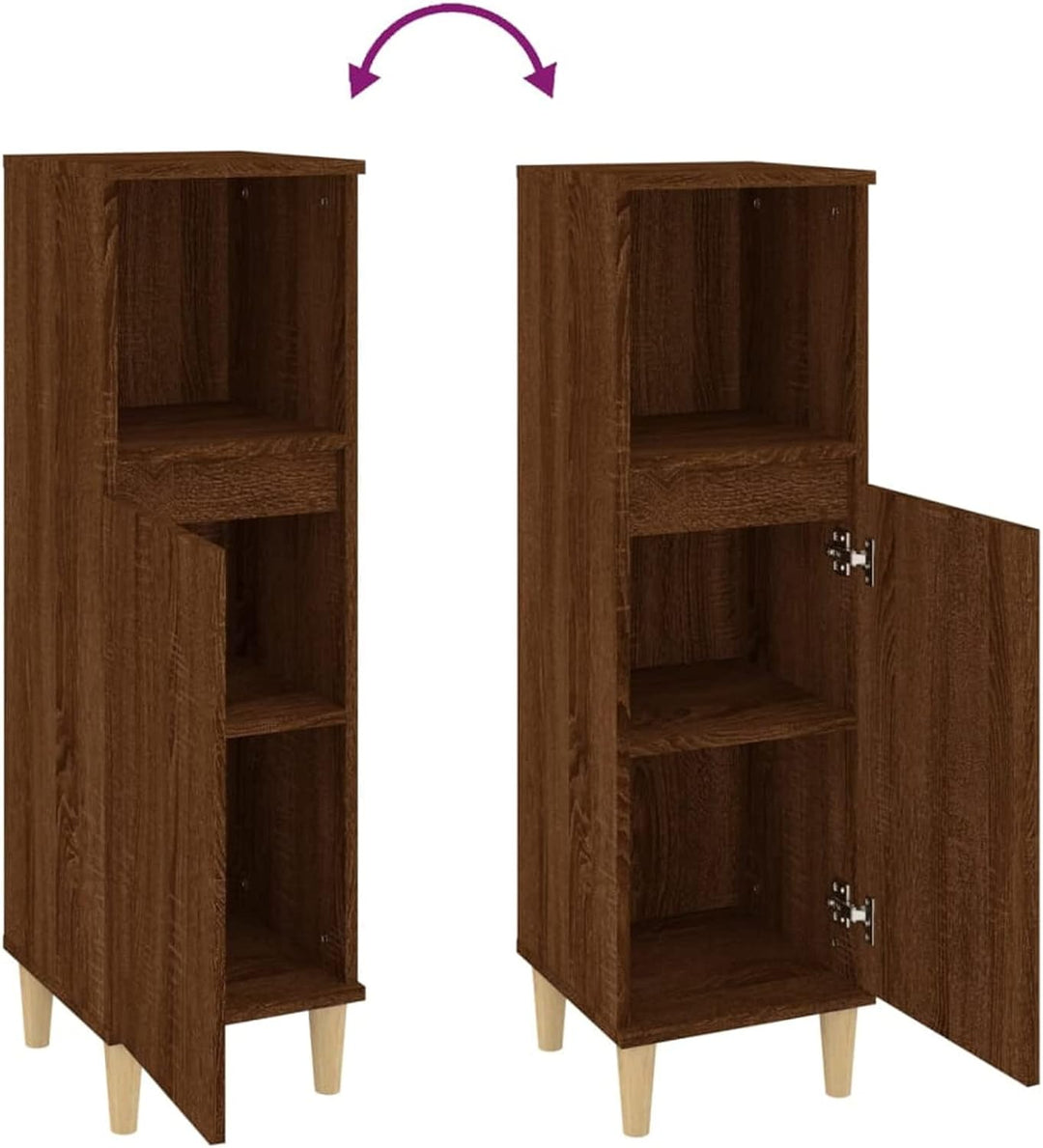 Tidyard Badezimmerschrank Mittlerer Schrank mit 1 Ablage und 2 Fächer hinter der Tür Badschrank Badr