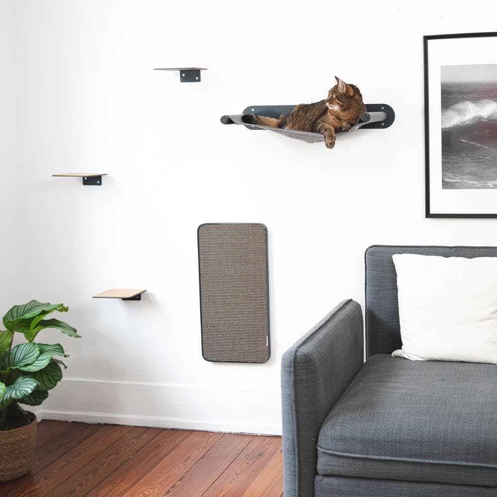 LucyBalu® Katzenhängematte mit natürlichem Filz | Hängematte für Katzen als Katzenbett an der Wand I