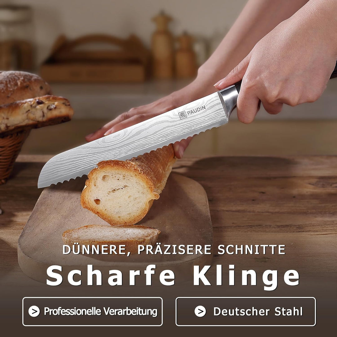 PAUDIN Profi 20cm Brotmesser mit Wellenschliff aus Hochwertigem Rostfreier Edelstahl, Extra Scharfe