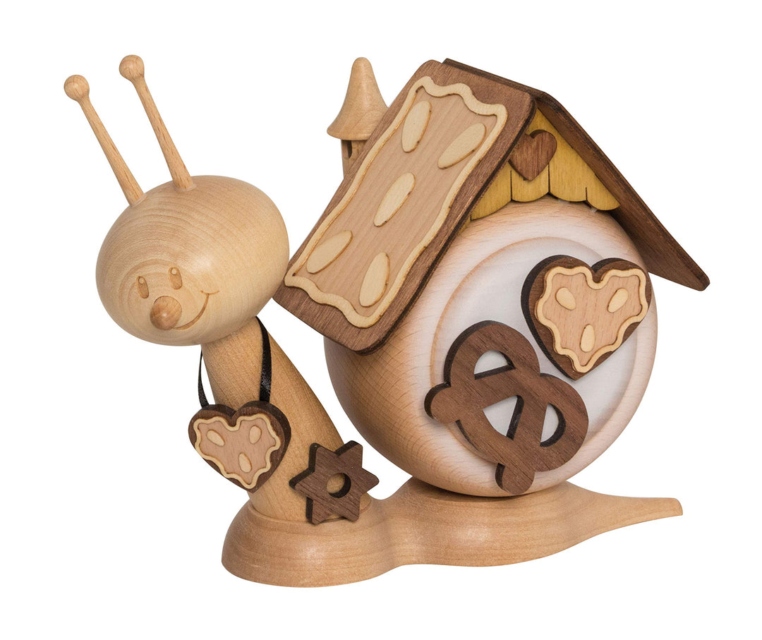 Kuhnert Drechslerei Rauchschnecke/Räucherfigur aus Holz - Sunny Lebkuchenschnecke - Höhe: ca. 15cm -