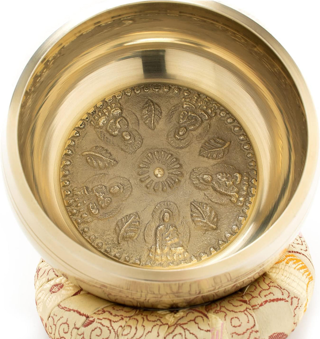 Klangschale Dhyani Buddha edel angefertigt für einen besonderen Anlass, inkl. cremefarbenen Ring sow