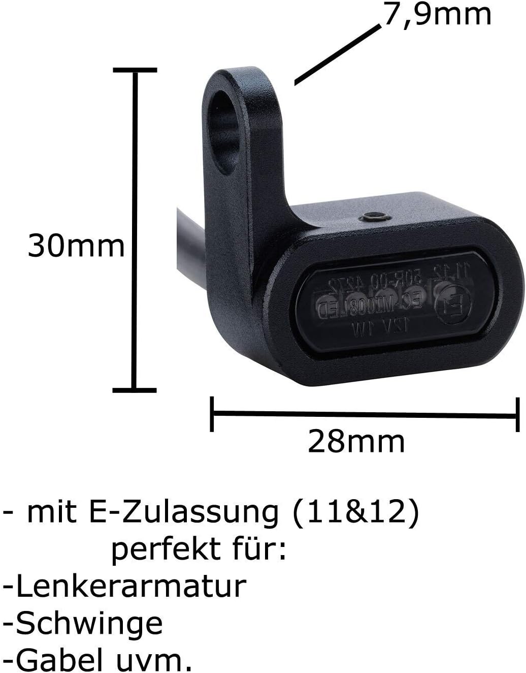 Germany Motorsports LED Motorrad Mini Blinker für Armatur Gabel Fender Custom Chopper Cruiser schwar