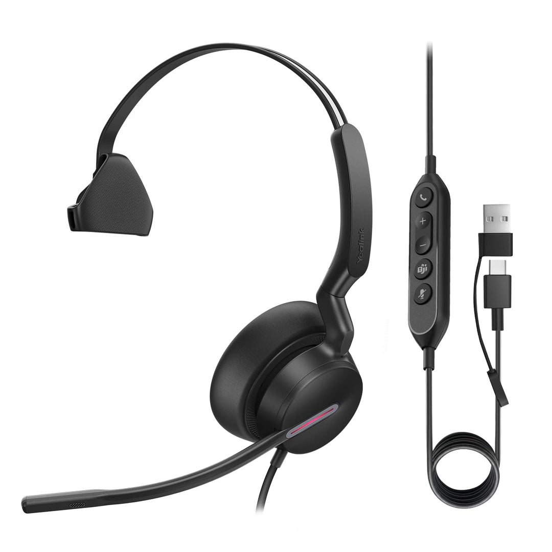 Yealink UH46 USB Headset mit Mikrofon Mono Schnurgebundenes Headset USB-C/A | PC Kopfhörer mit Anruf
