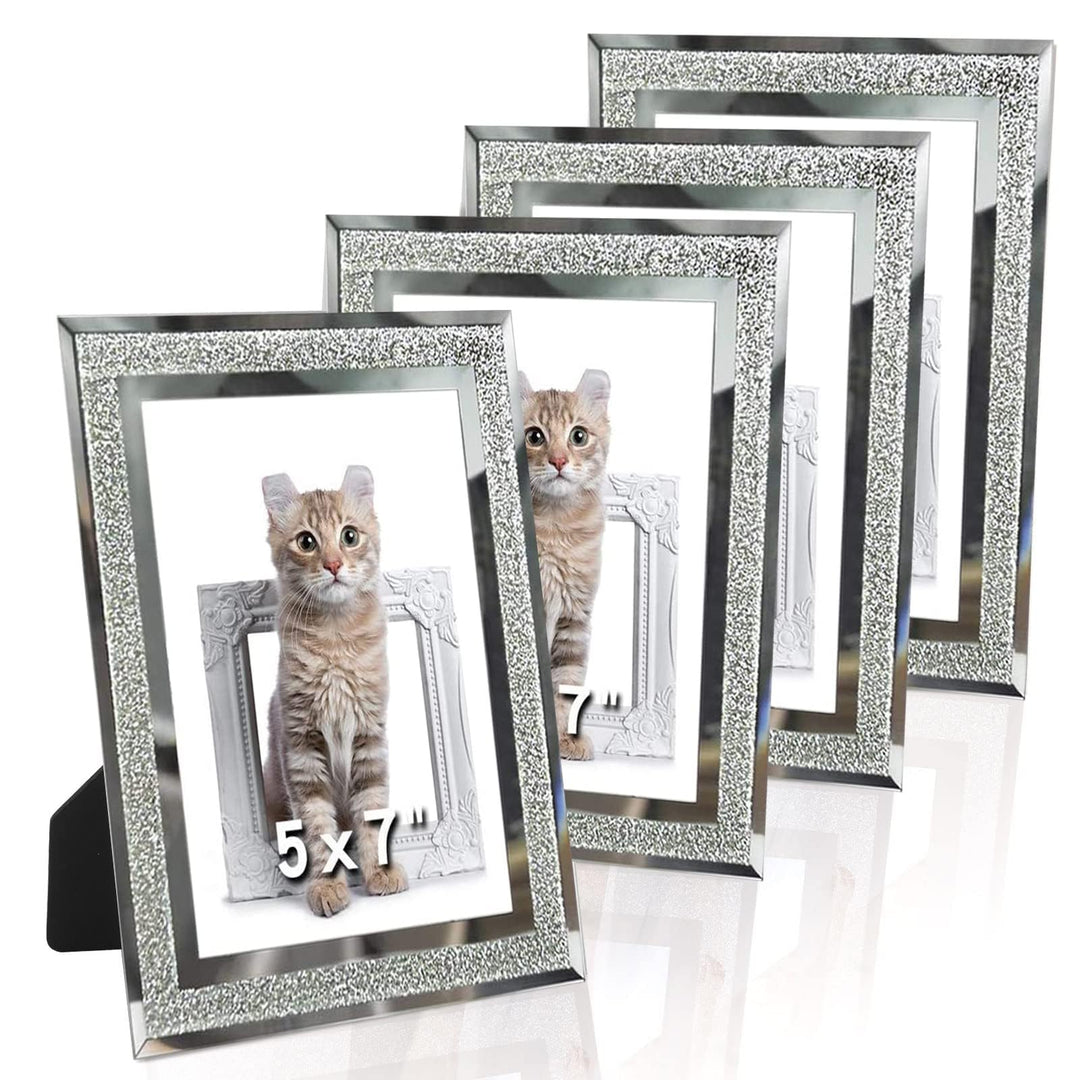 ASelected 4er Set Fotorahmen 13x18 Glas Bilderrahmen Photo Frame Glas Diamant Foto Rahmen Hochzeit F