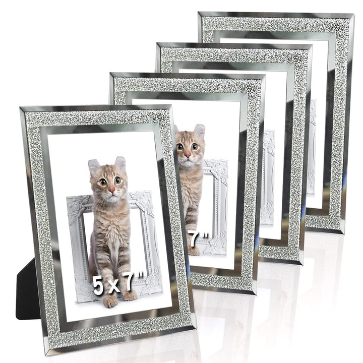 ASelected 4er Set Fotorahmen 13x18 Glas Bilderrahmen Photo Frame Glas Diamant Foto Rahmen Hochzeit F