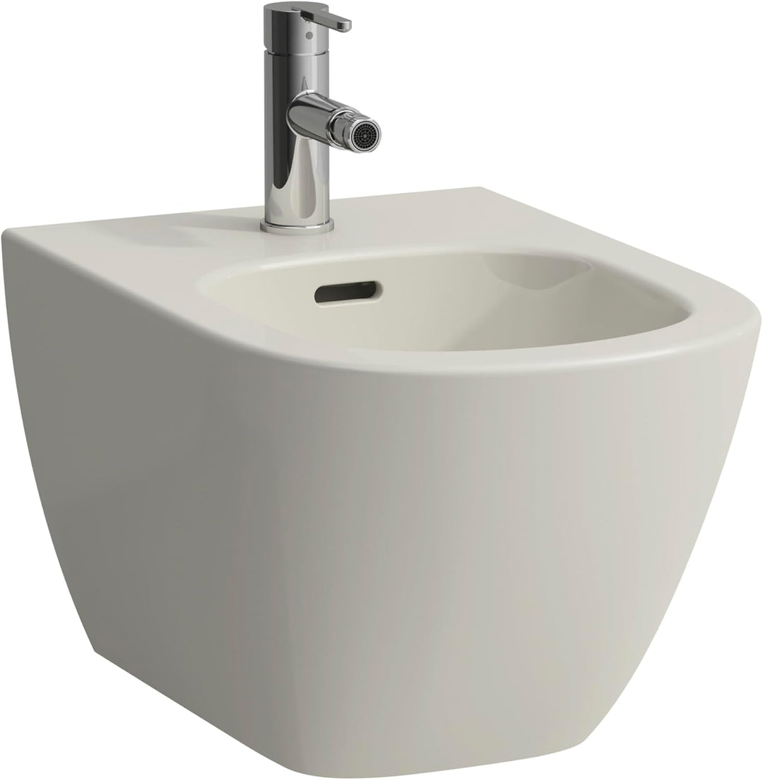 LAUFEN Lua Wandbidet, mit Überlauf, 1 Hahnloch, 360x520mm, Eckventile innenliegend, H8300810493021,