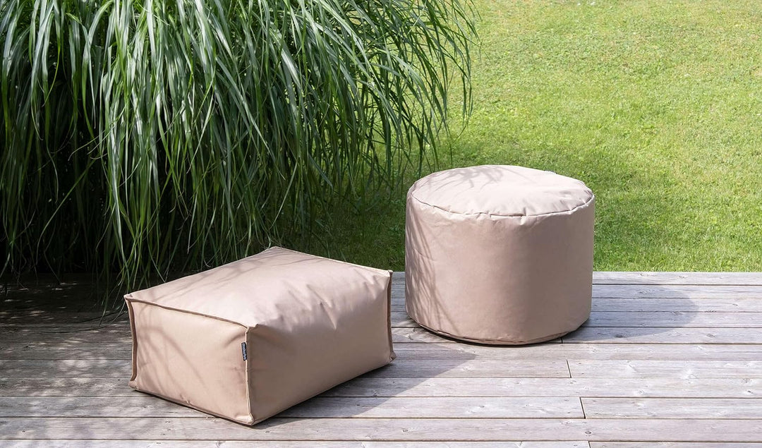mokebo® Outdoor Pouf o. Hocker 60x40cm Anthrazit für Balkon & Garten 'Der Ruhepouf' Sitzhocker rund,