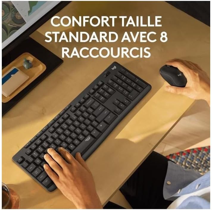 Logitech MK295 kabelloses Tastatur-Maus-Set mit SilentTouch-Technologie, Shortcut-Tasten, optischer
