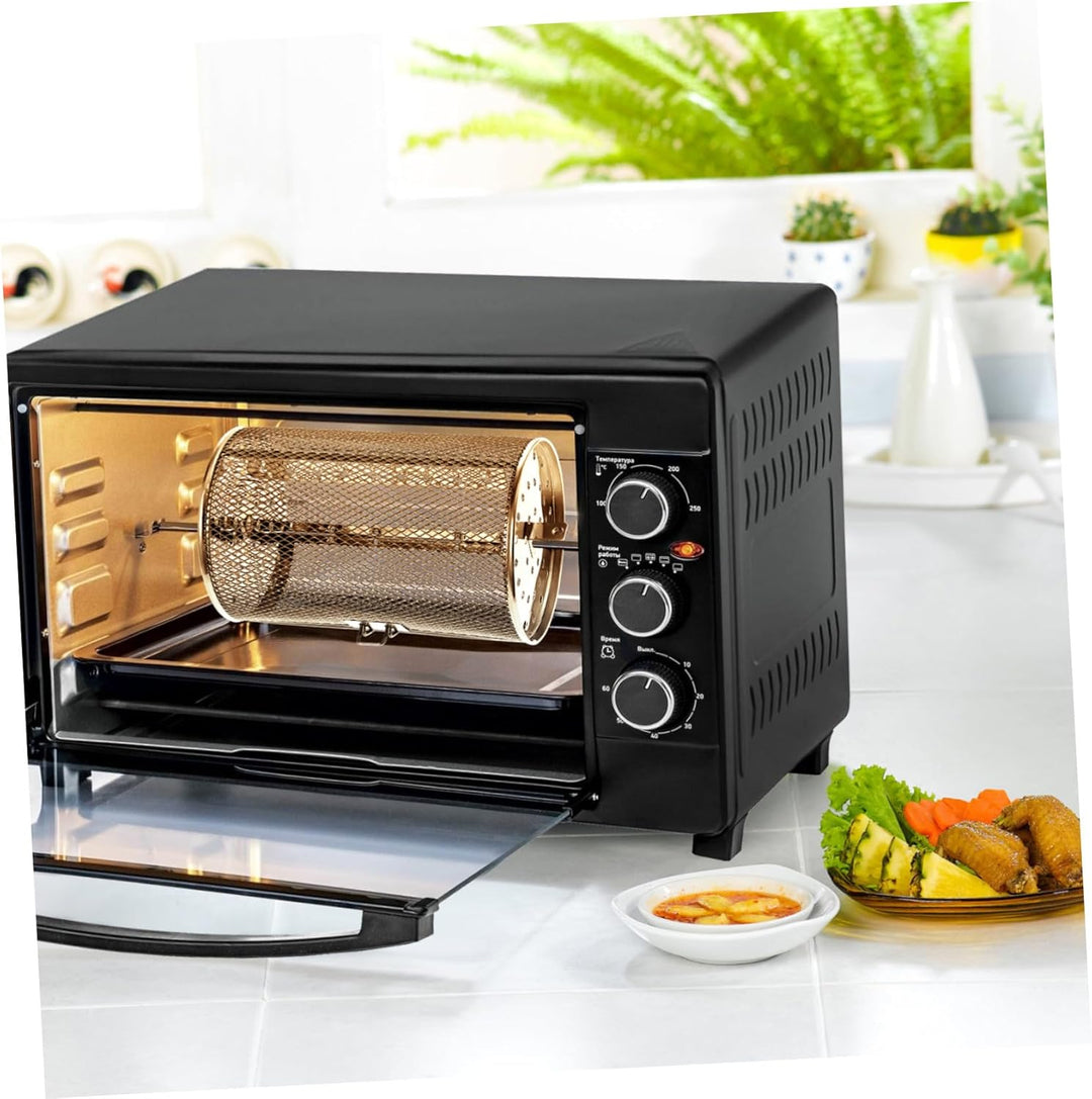 Toyvian Edelstahl Rotisserie Korb für Heissluftfritteuse Klein mit Drehspiessfunktion Hitzebeständig
