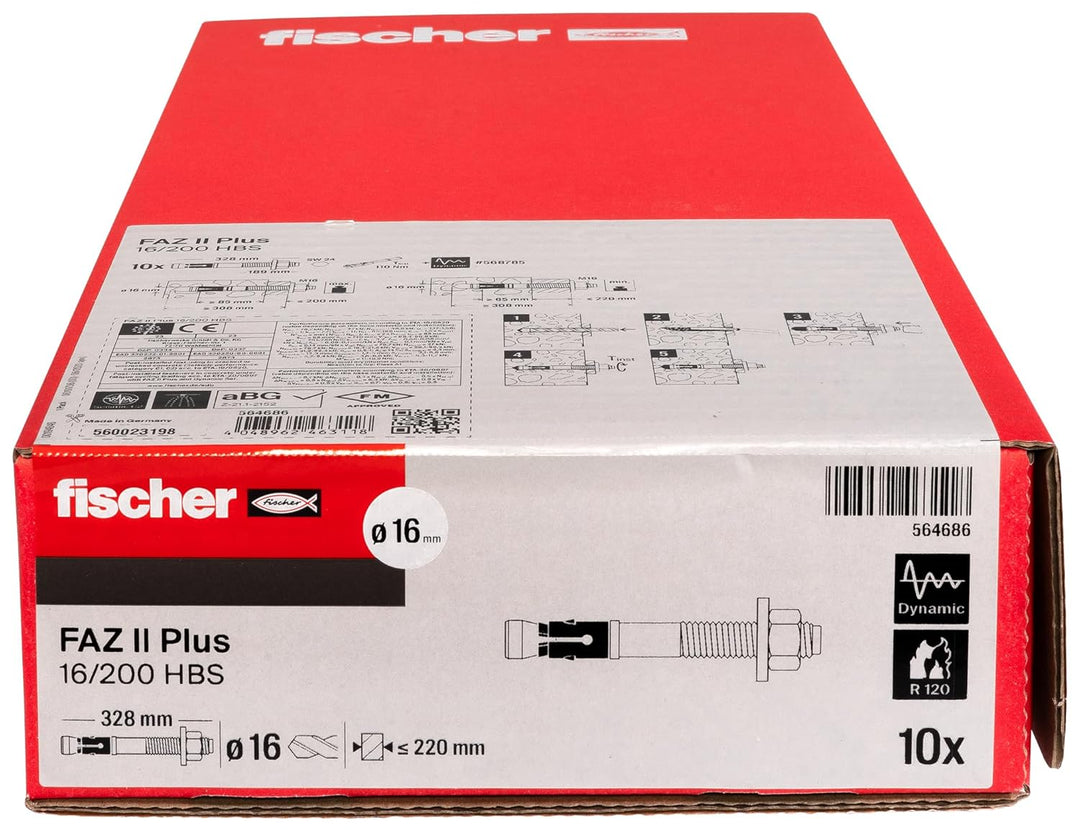 fischer Bolzenanker mit Holzbauscheibe FAZ II Plus 16/200, Schwerlastanker für Befestigungen schwere