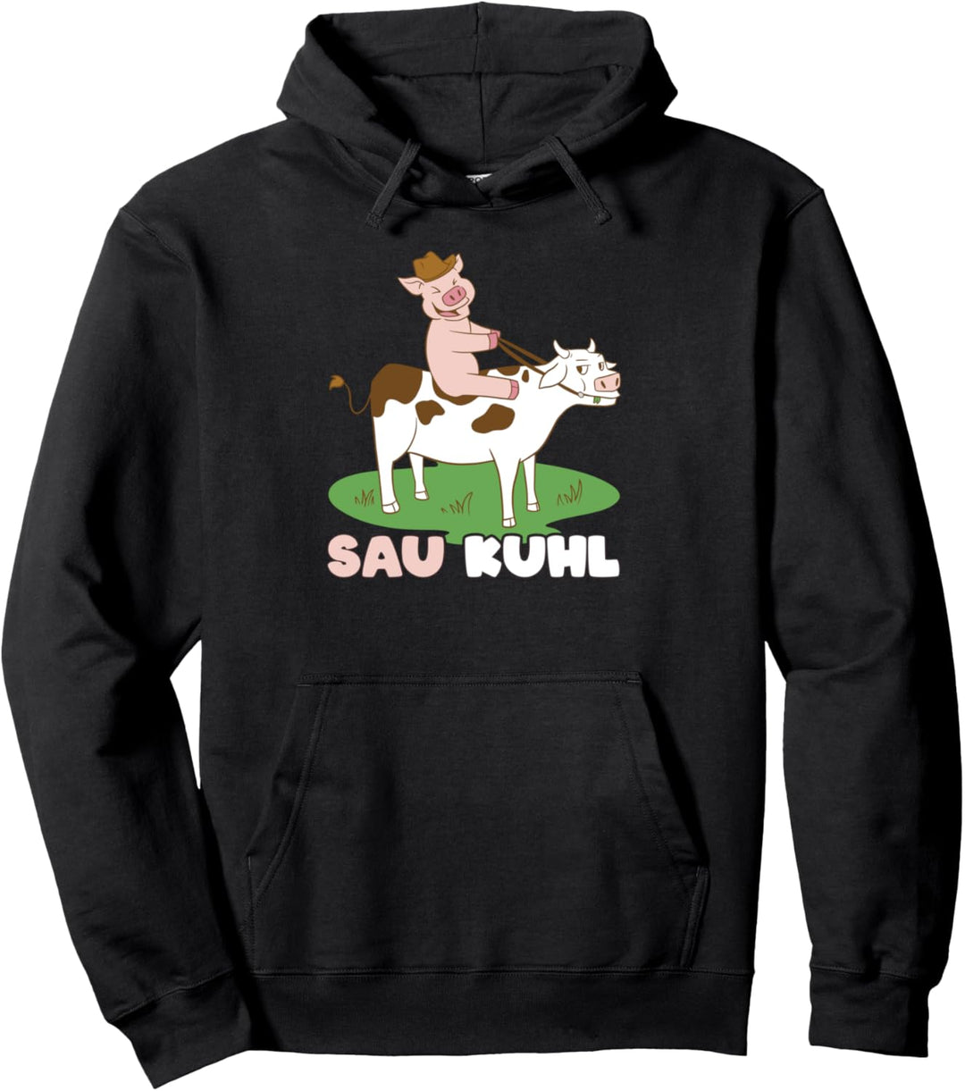 Sau Kuhl, Kuh & Schwein, Lustiges Wortspiel Tiere Bauernhof Pullover Hoodie