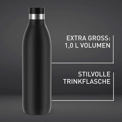 Emsa Bludrop Isolier-Trinkflasche, wiederverwendbar, Edelstahl, nachhaltig, Pulverbeschichtung, 360°