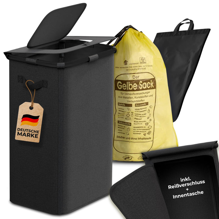 COTTARA® gelber Sack Ständer Mülleimer mit Deckel magnetisch Müllsackständer für Gelber Säcke mit Me
