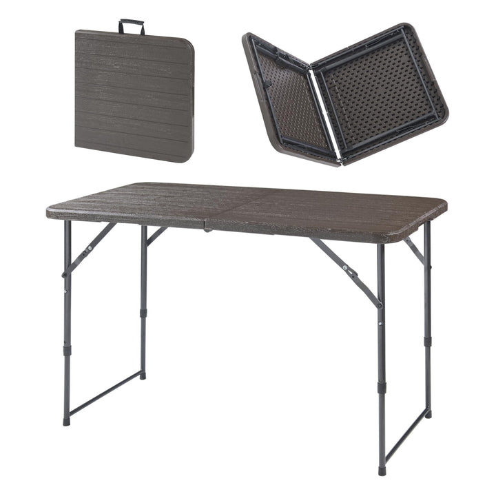 [en.casa] Höhenverstellbarer Klapptisch Adelfia Gartentisch klappbarer Outdoor-Tisch Falttisch aus K