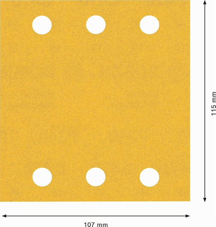 Bosch 50x EXPERT C470 Schleifpapier mit 6 Löchern (für Farbe auf Holz, Hartholz, Ø 115x107 mm, Körnu
