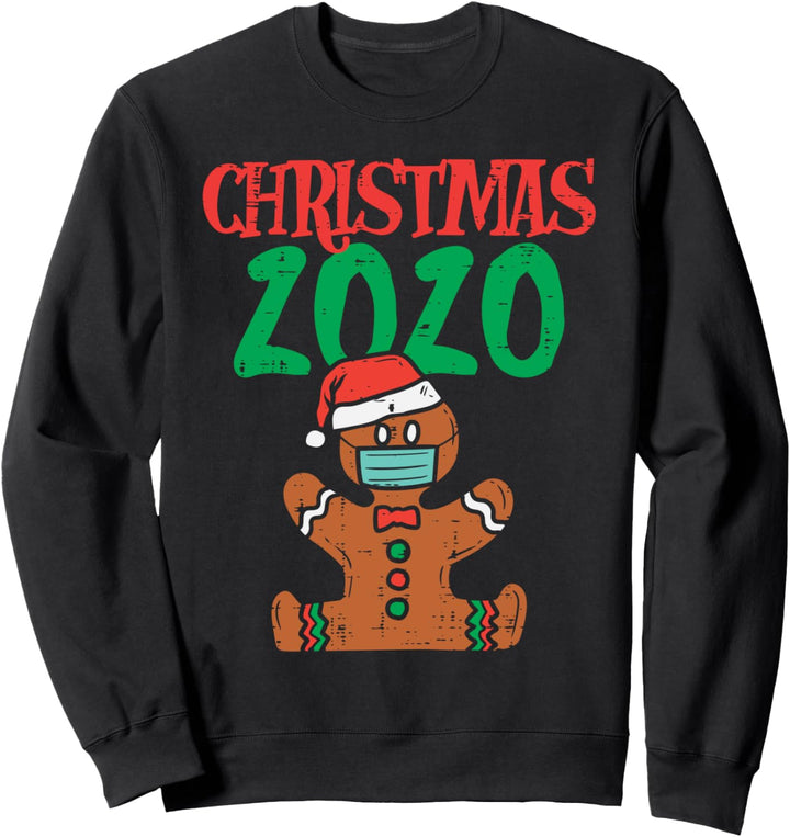 Christmas 2020 Gingerbread Man In Mask Xmas Quarantine Gift Sweatshirt