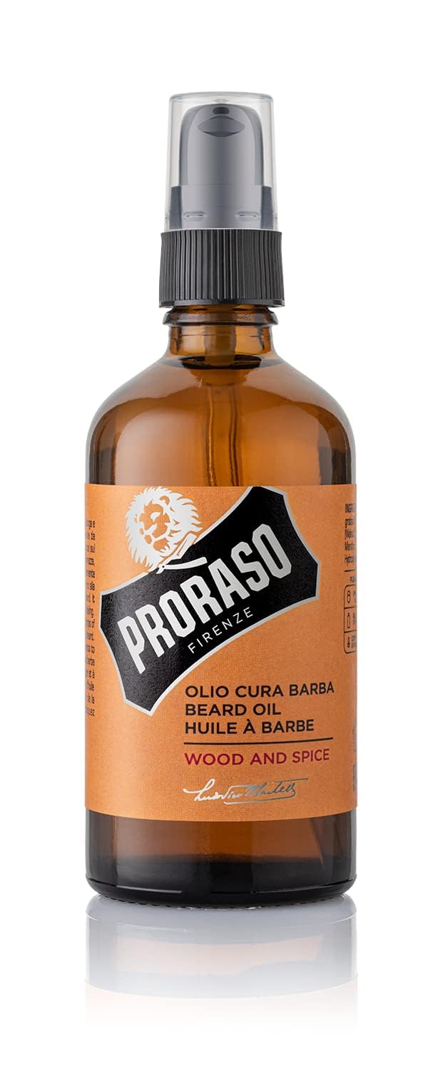 Proraso Beard Oil, Wood & Spice, 100 ml, Bartöl mit Zedernholz & Zitrus-Duft, Bart Weichmacher pfleg