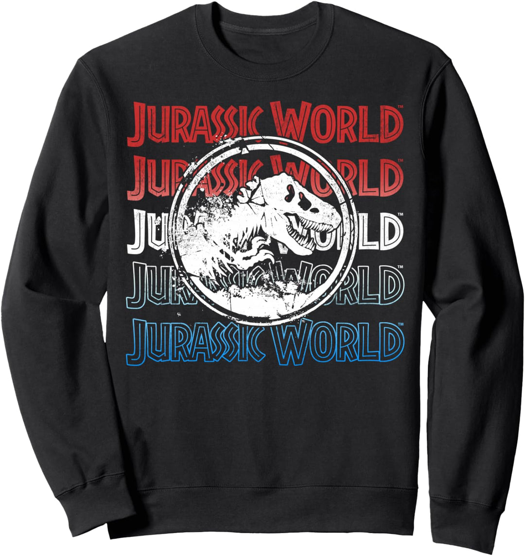 Jurassic World Two Red White And Blue Logo Repeat Sweatshirt
