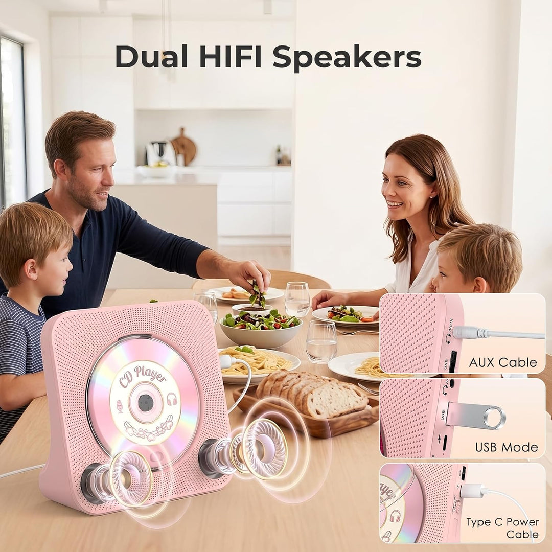 KOVCDVI CD Player mit Lautsprecher CD Player Bluetooth 5.0 CD-Player Desktop mit Fernbedienung Staub