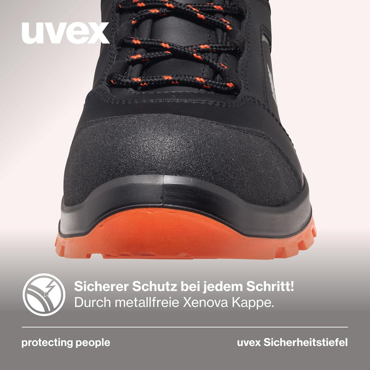 Uvex 2 xenova Sicherheitsstiefel S3 SRC, Schnürstiefel, Arbeitsschuhe für Herren, Schwarz/Grün 38 EU