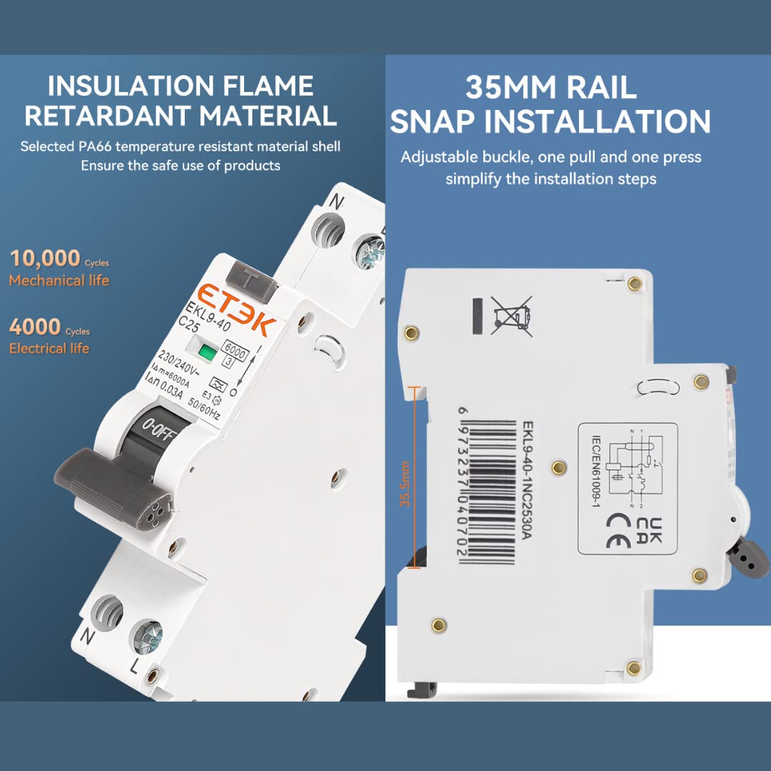 Super immunisierter Differential, Klasse A SI, 30 mA, 2P, F+N und 6 kA, geringer Raum, RCBO 6KA 1P+N