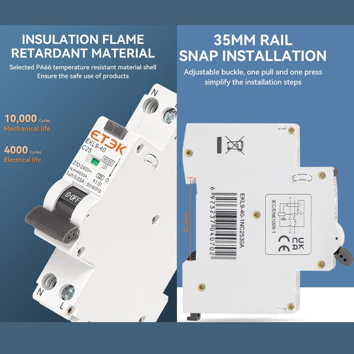 Super immunisierter Differential, Klasse A SI, 30 mA, 2P, F+N und 6 kA, geringer Raum, RCBO 6KA 1P+N