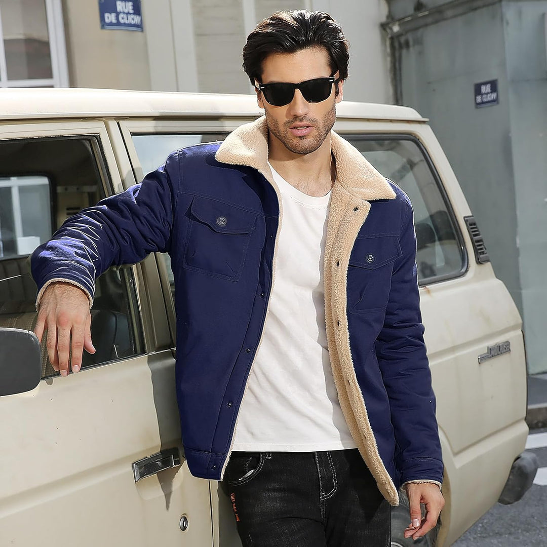 Voqeen Winterjacke Herren Fleece Gefüttert Cargo Jacke Warme Herren Fliegerjacke Militär Winddichte
