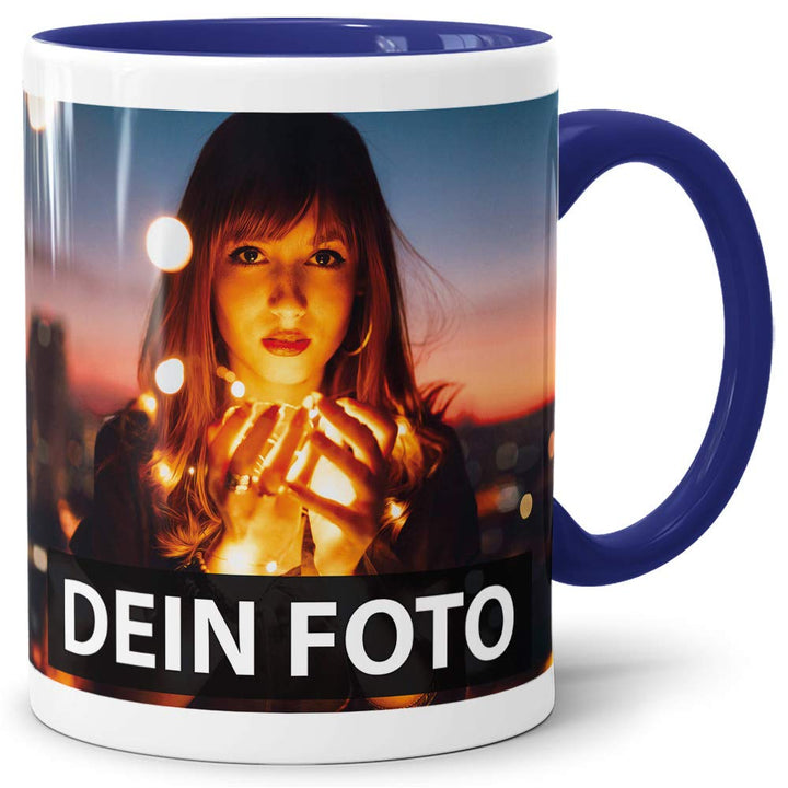 Foto-Tasse zum selbst gestalten mit Foto und Text/mit individuellen Druck in Profiqualität/Personali