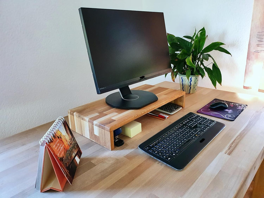 Monitorerhöhung Tischaufsatz Eiche massiv geölt 60x30x10cm