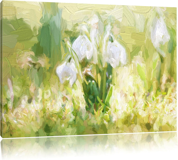 Pixxprint Schneeglöckchen als Leinwandbild/Grösse: 100x70 cm/Wandbild/Kunstdruck/fertig bespannt, 10