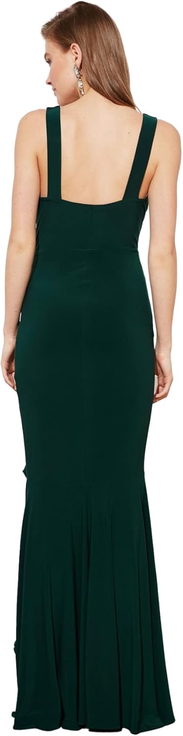 TRENDYOL Frau Bezaubernd Maxi Meerjungfrau-Linie Regular Fit Gestrickt Abendkleid 38 Smaragd, 38 Sma