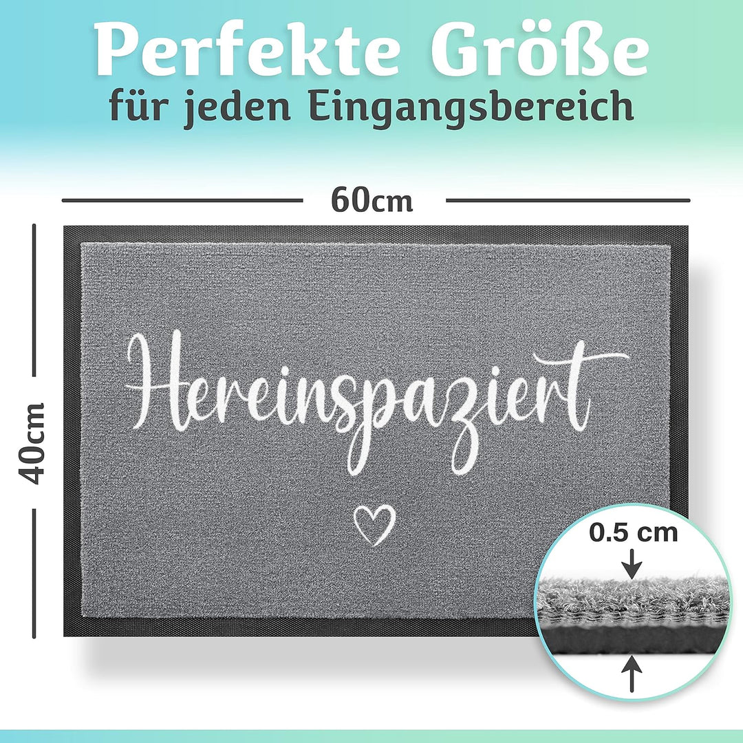 Hereinspaziert Fussmatte [Waschmaschinenfest] in 40x60cm - optimale Grösse für die Haustür. Schmutzf