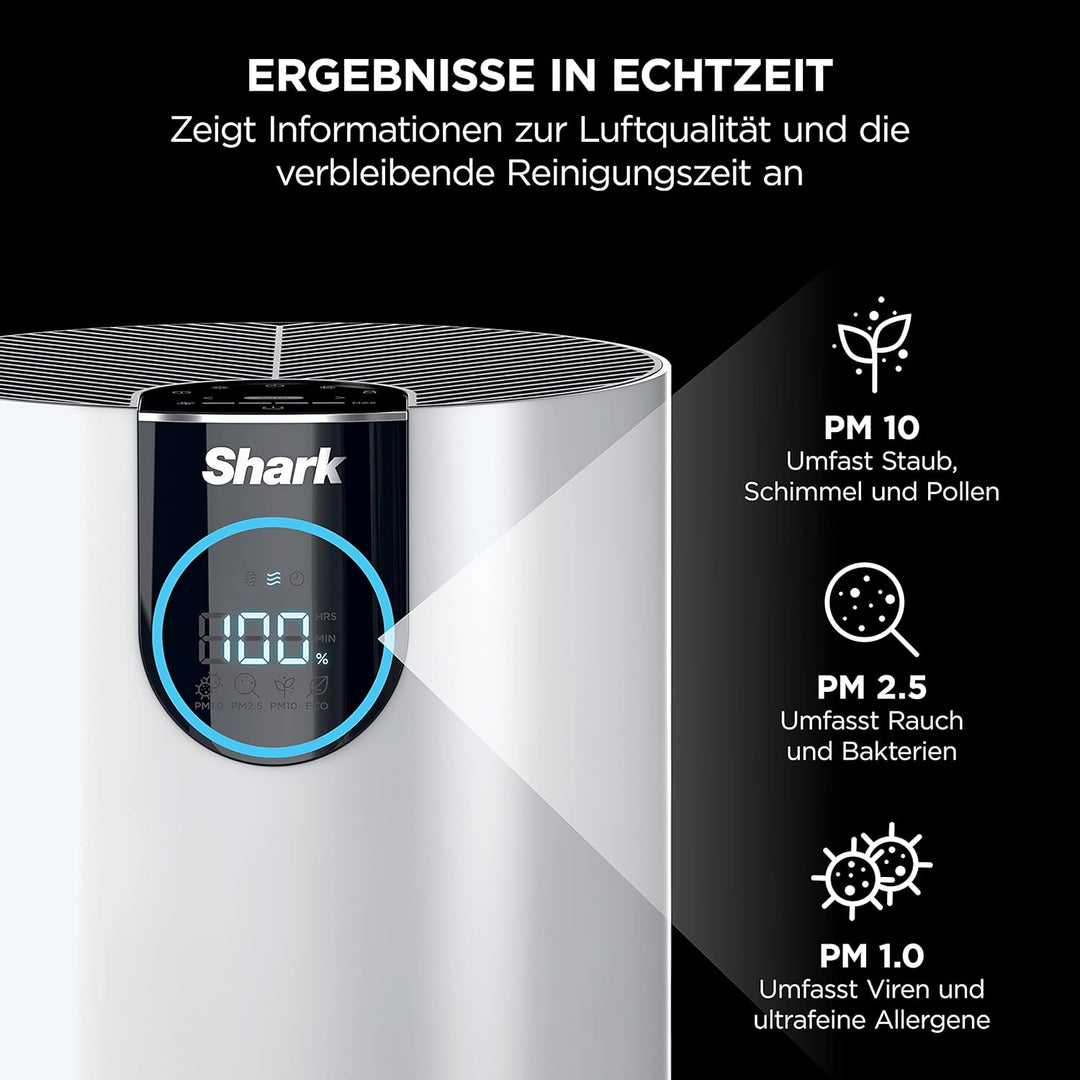 Shark Compact HEPA Luftreiniger Zuhause, HEPA-Filter, entfernt Allergene & Bakterien, Abdeckung 60m²
