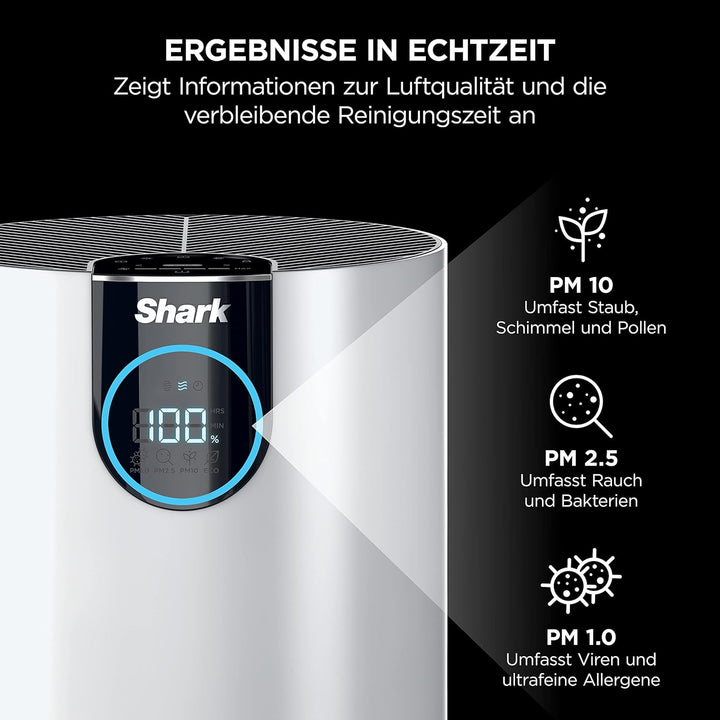 Shark Compact HEPA Luftreiniger Zuhause, HEPA-Filter, entfernt Allergene & Bakterien, Abdeckung 60m²