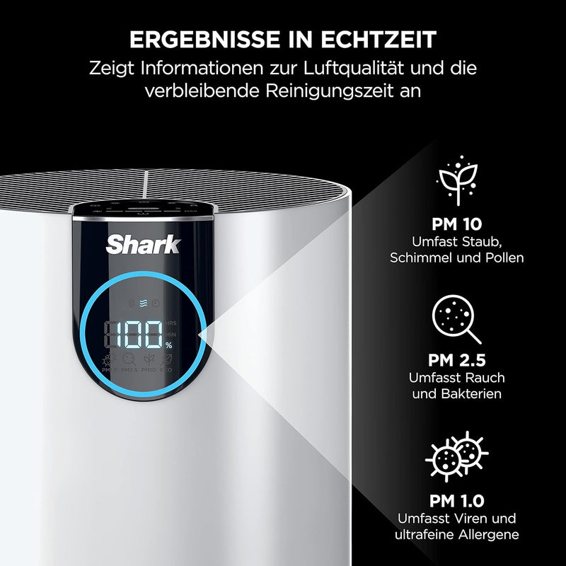 Shark Compact HEPA Luftreiniger Zuhause, HEPA-Filter, entfernt Allergene & Bakterien, Abdeckung 60m²