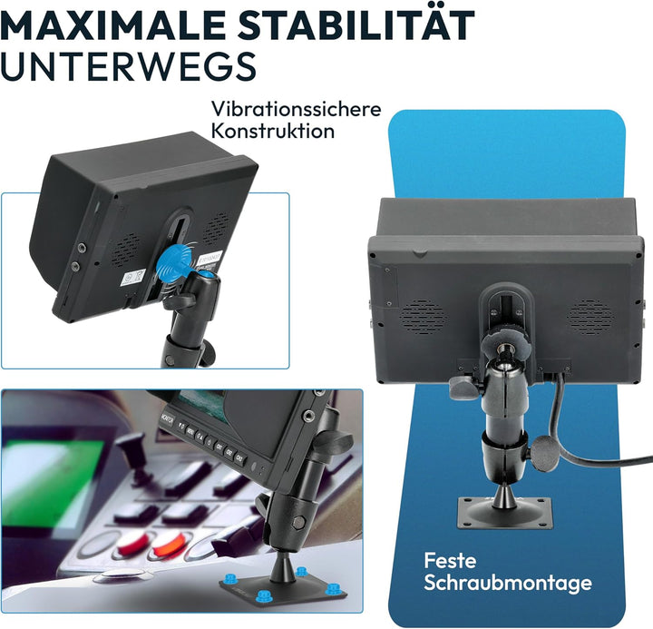 VSG24 Flex ONE Monitorhalterung für Rückfahrmonitor 5–10 Zoll – stabile Halterung für Wohnmobil, Tra