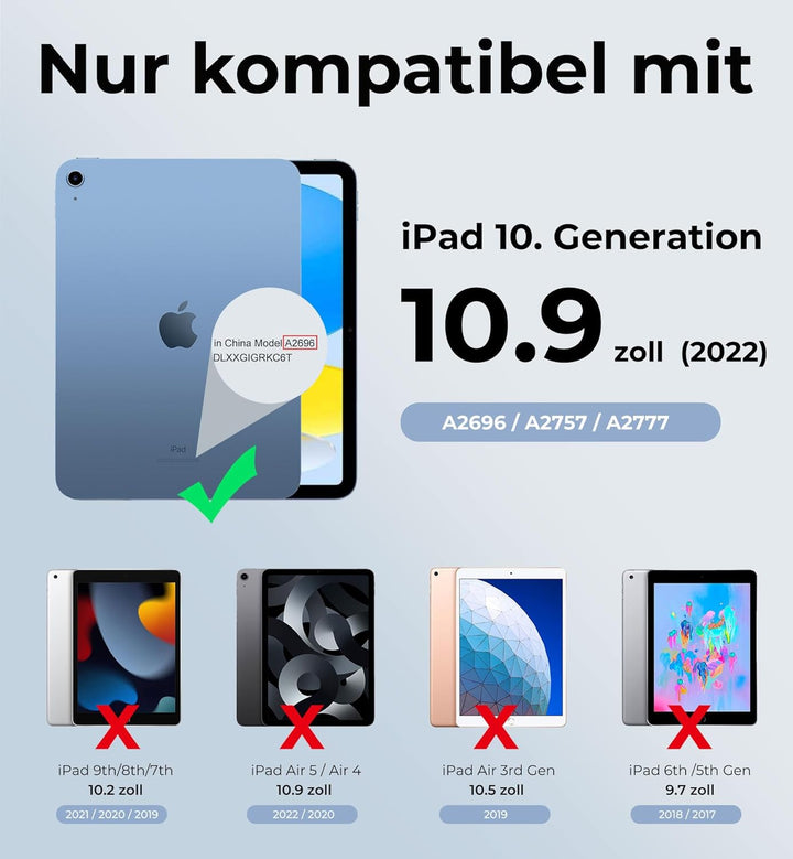 Dracool Tastatur Hülle für iPad 10. Generation 2022 (10,9 Zoll) Tastatur mit Trackpad Magnetische Fr