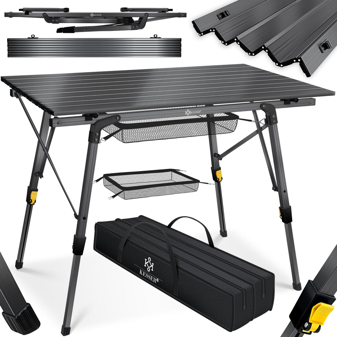 KESSER® Campingtisch faltbar Klapptisch mit Aluminiumrahmen Aufrollbare Tischplatte Falttisch klappb