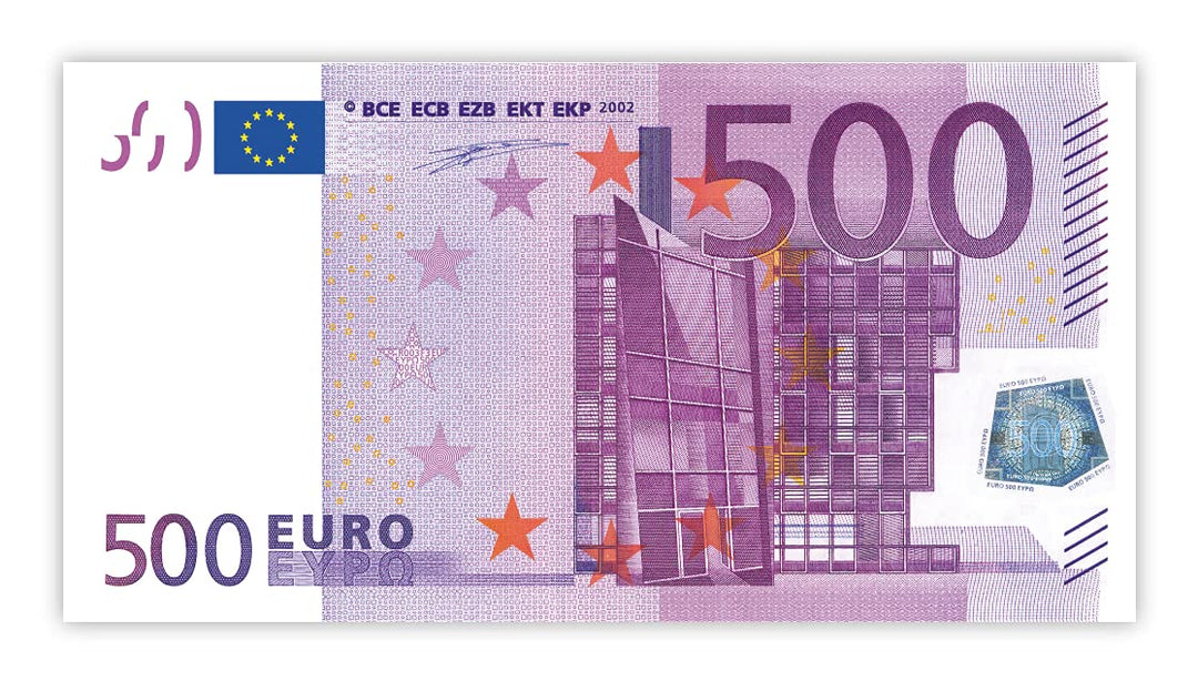 Litfax 500€ Euroschein/Euro-Geldscheine 203x103 mm/banderoliert, je Pack. 75 Stück (10 PG)… 500 Eur