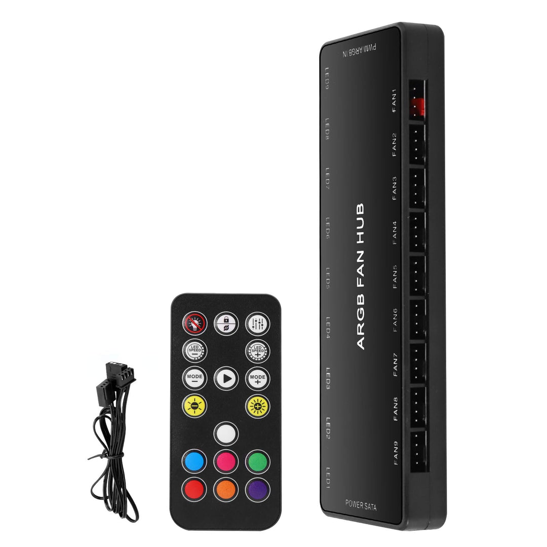 ARGB Fan Hub mit Controller, ARGB & PWM 2-in1 PC ARGB Lüfter Hub mit verstecktem Magnetsockel und SA