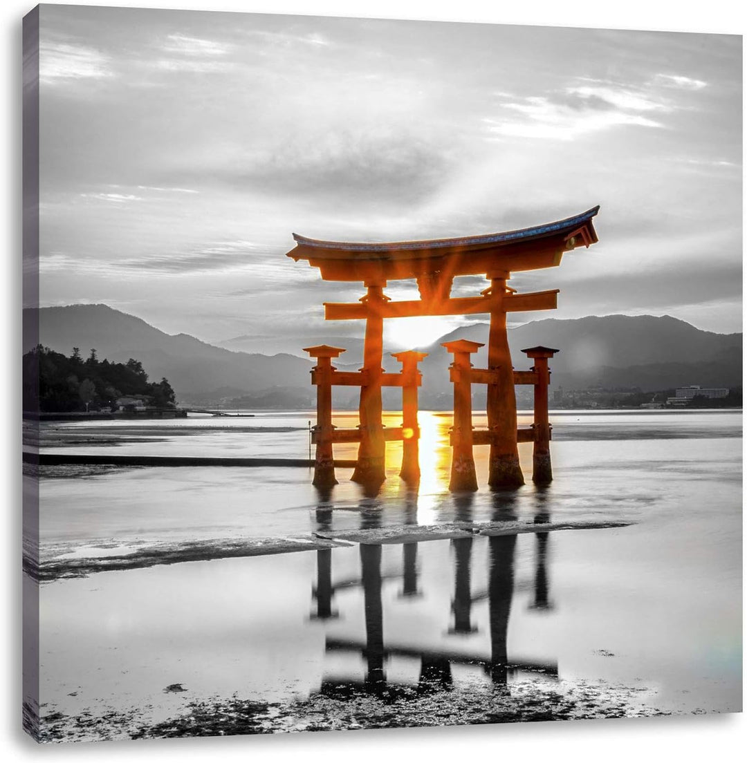 Pixxprint schönes Torii in Miyajima als Leinwandbild Quadratisch/Grösse: 70x70 / Wandbild/Kunstdruck