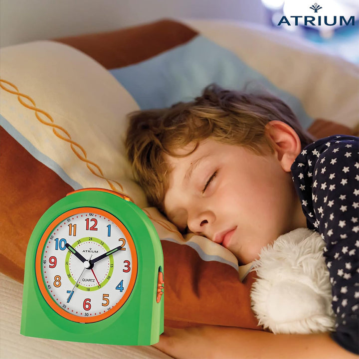 Atrium Kinderwecker Jugendwecker Analog Quarz mit Licht, Snooze &amp; schleichende Sekunde - leise ohne
