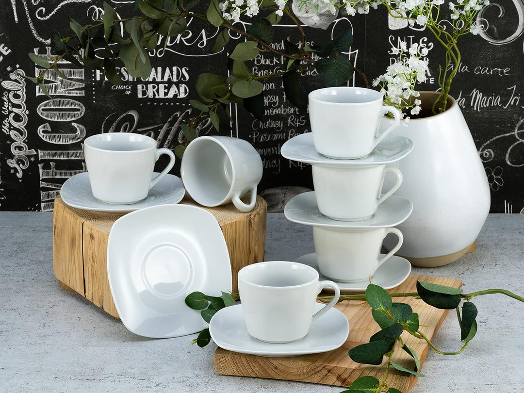 CreaTable, 11518, Serie Square Weiss, Kaffeetassen Set 20 cl, 12 teilig