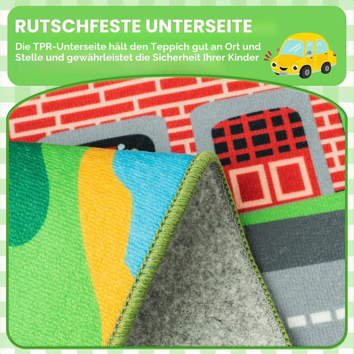 Capslpad Kinder Spielmatte ø120cm rutschfeste Kinderteppich Spielmatte für Spielzeugautos Waschbar S