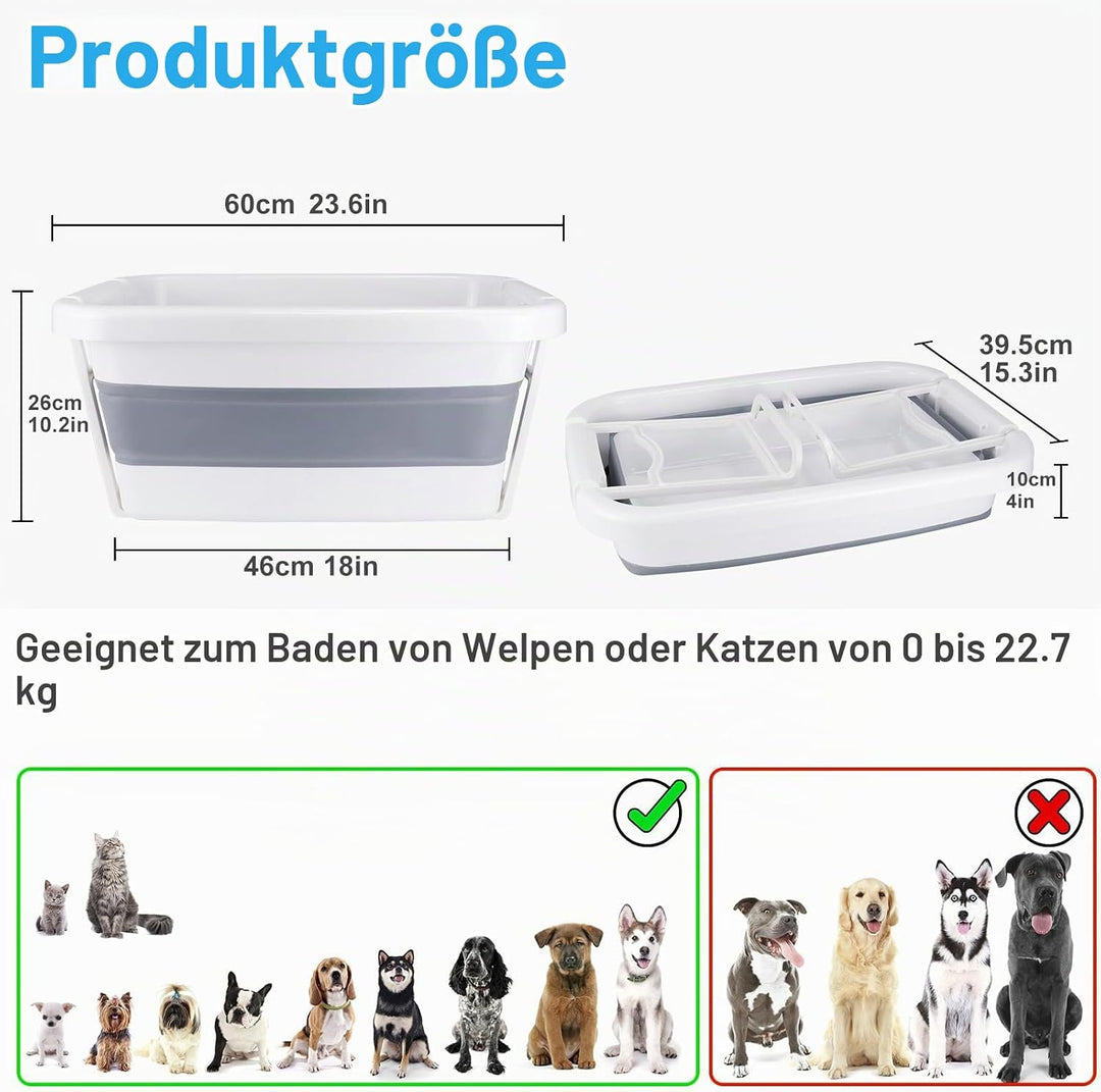 ddLUCK Faltbare Hundebadewanne, Tragbare Haustier-Badewanne, Faltbare Stabile Badewanne für Welpen K