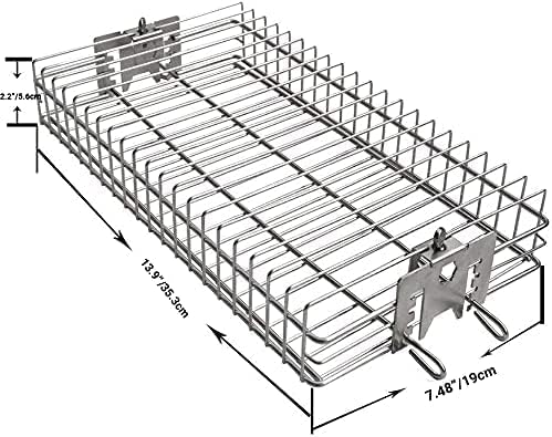 Onlyfire Edelstahl flach Grill Korb passt 12mm & 10mm Sechseck, 10mm & 8mm Vierkeck DrehSpiess Stang