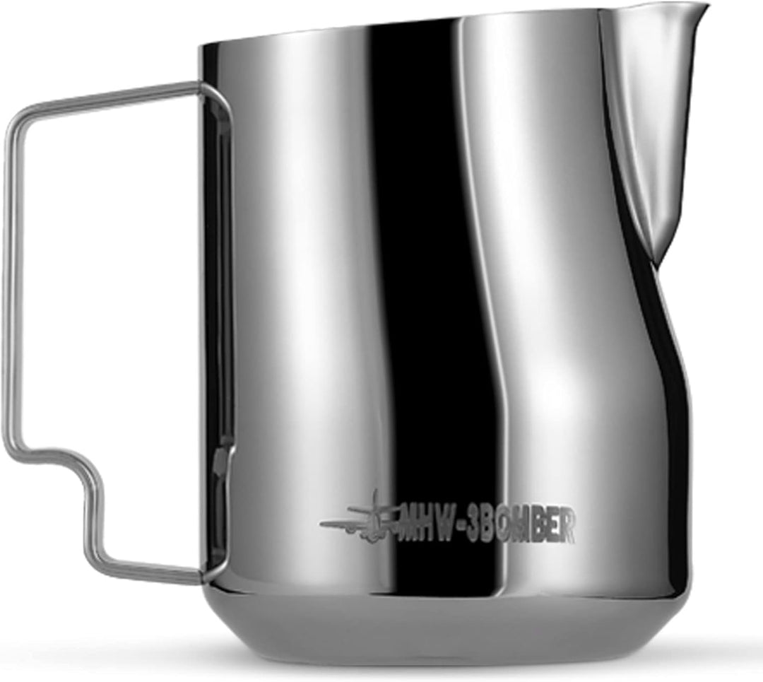 MHW-3BOMBER 350ml Milchkännchen Milchkanne Profi, 15oz Milchkännchen Edelstahl für Espresso, Cappucc