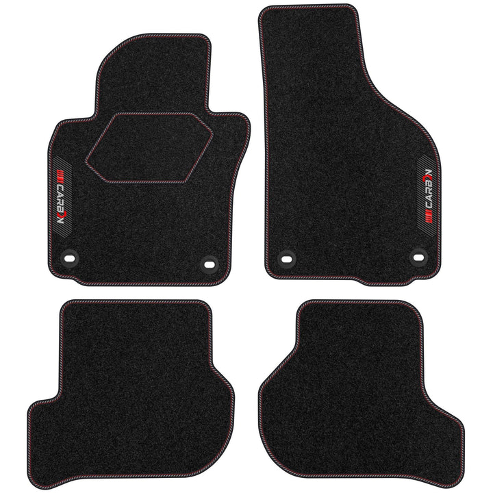MOTOS Personalisierte Velours-Fussmatten Carbon Series passend für Volkswagen Golf V 2003-2009 ovale