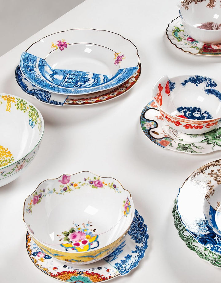 Seletti Suppenteller aus Porzellan, Ø 25,4 cm, Höhe 4,2 cm, Hybrid-Fillide