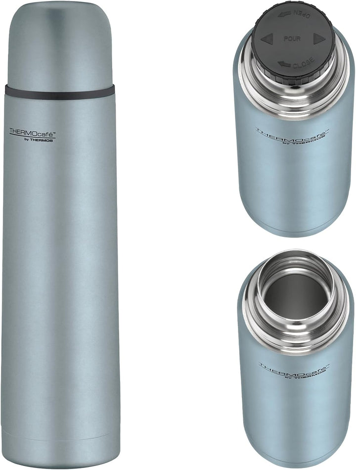THERMOcafé by THERMOS TC BEVERAGE BOTTLE ice blue mat 0,70l, Thermosflasche mit Becher aus Edelstahl